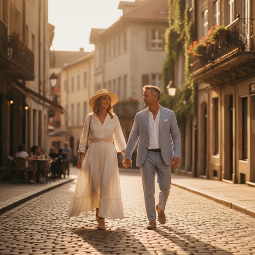 AI couple photo of two people holding hands in one scene