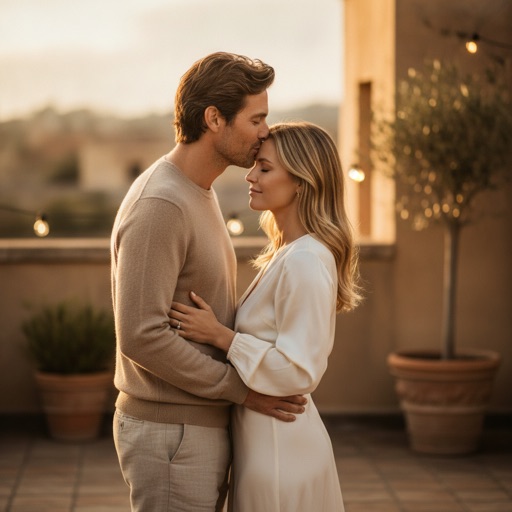 AI couple photo of two people sharing a kiss in one scene