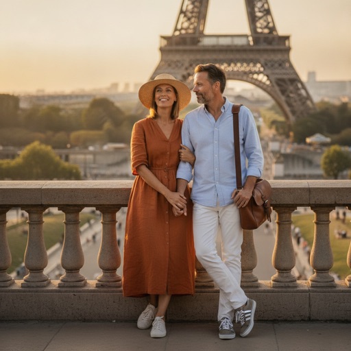 AI couple photo of two people traveling together in one scene